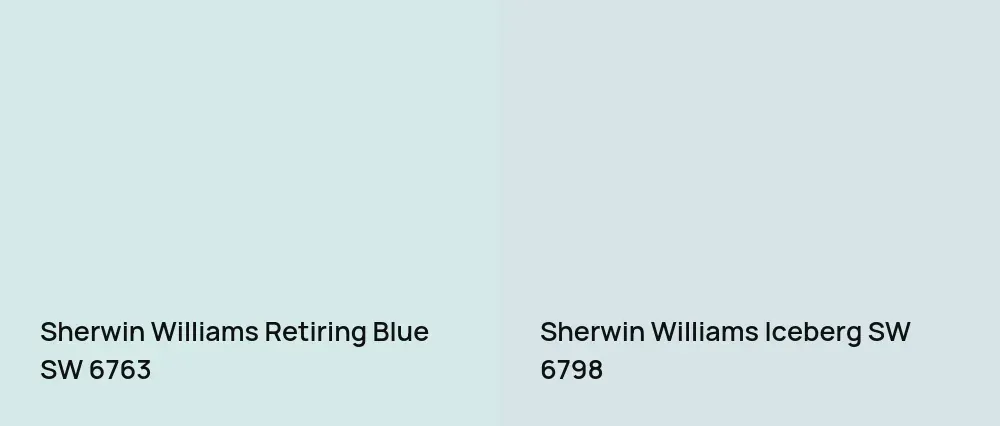 Sherwin Williams Retiring Blue SW 6763 vs Sherwin Williams Iceberg SW 6798