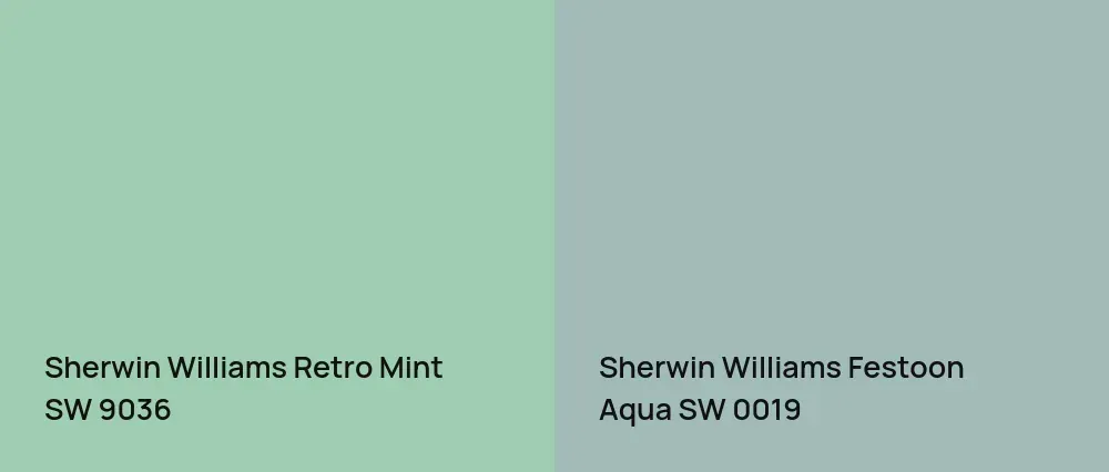 Sherwin Williams Retro Mint SW 9036 vs Sherwin Williams Festoon Aqua SW 0019