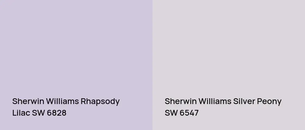 Sherwin Williams Rhapsody Lilac SW 6828 vs Sherwin Williams Silver Peony SW 6547