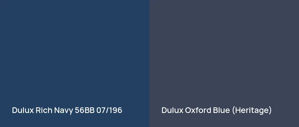 Dulux Rich Navy 56BB 07/196 vs Dulux Oxford Blue (Heritage) 