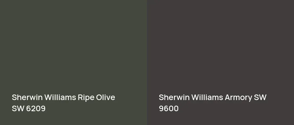Sherwin Williams Ripe Olive SW 6209 vs Sherwin Williams Armory SW 9600