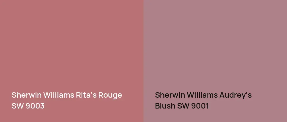 Sherwin Williams Rita's Rouge SW 9003 vs Sherwin Williams Audrey's Blush SW 9001
