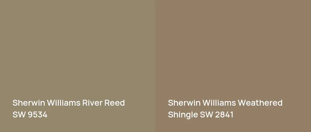 Sherwin Williams River Reed SW 9534 vs Sherwin Williams Weathered Shingle SW 2841