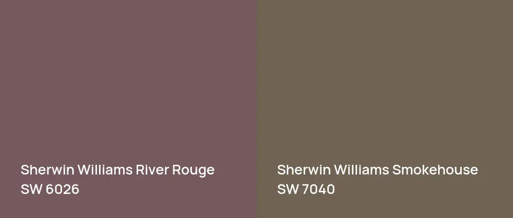 Sherwin Williams River Rouge SW 6026 vs Sherwin Williams Smokehouse SW 7040