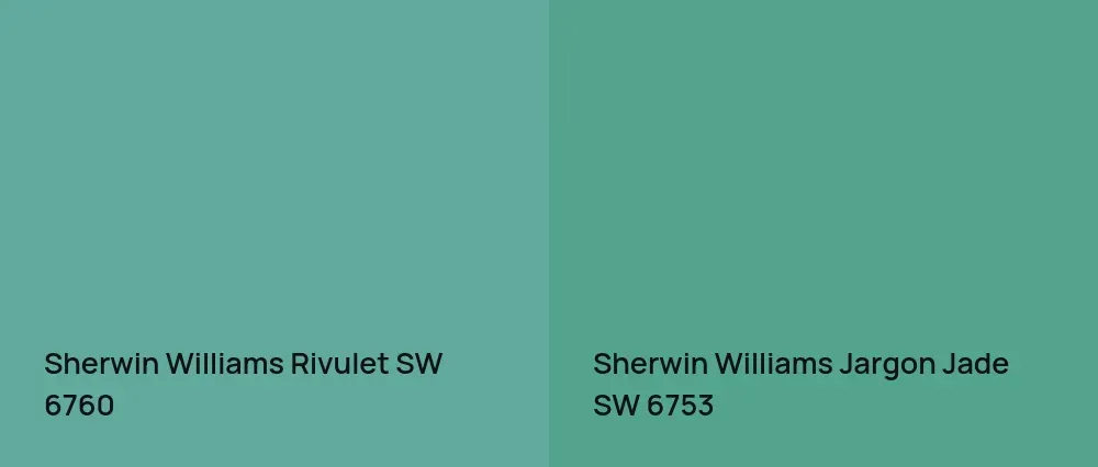 Sherwin Williams Rivulet SW 6760 vs Sherwin Williams Jargon Jade SW 6753