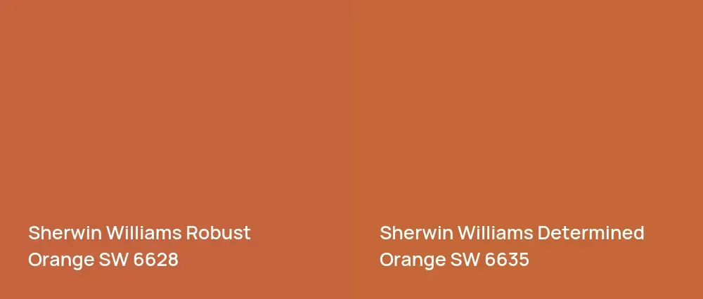 Sherwin Williams Robust Orange SW 6628 vs Sherwin Williams Determined Orange SW 6635