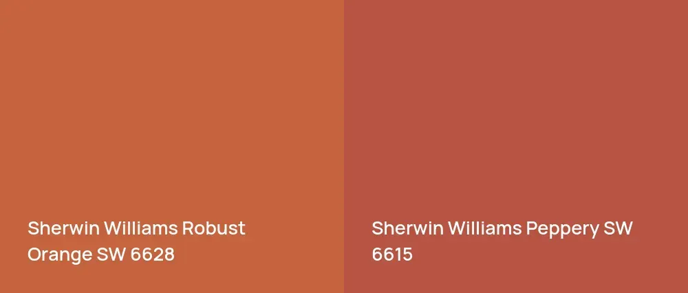 Sherwin Williams Robust Orange SW 6628 vs Sherwin Williams Peppery SW 6615