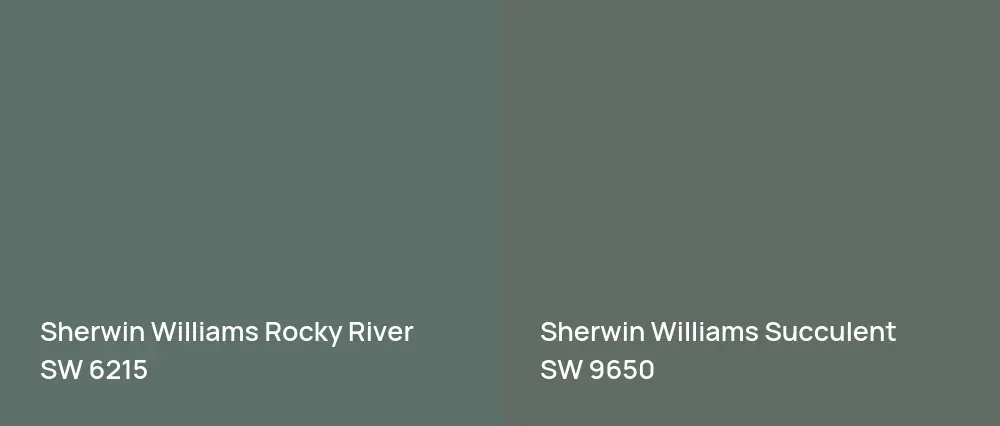 Sherwin Williams Rocky River SW 6215 vs Sherwin Williams Succulent SW 9650