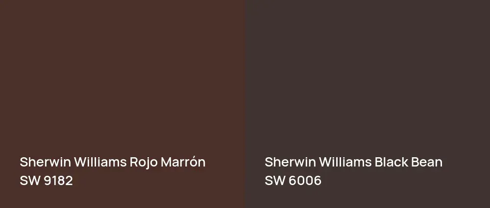 Sherwin Williams Rojo Marrón SW 9182 vs Sherwin Williams Black Bean SW 6006