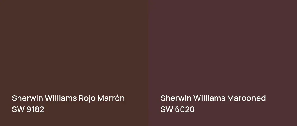 Sherwin Williams Rojo Marrón SW 9182 vs Sherwin Williams Marooned SW 6020