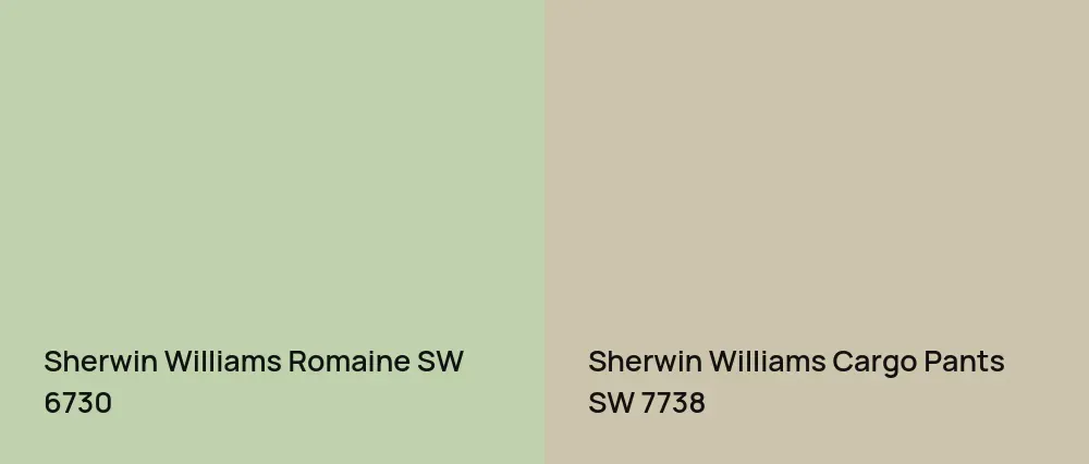 Sherwin Williams Romaine SW 6730 vs Sherwin Williams Cargo Pants SW 7738