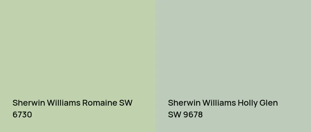 Sherwin Williams Romaine SW 6730 vs Sherwin Williams Holly Glen SW 9678