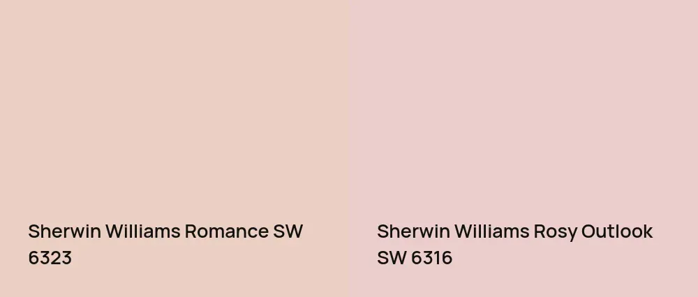 Sherwin Williams Romance SW 6323 vs Sherwin Williams Rosy Outlook SW 6316