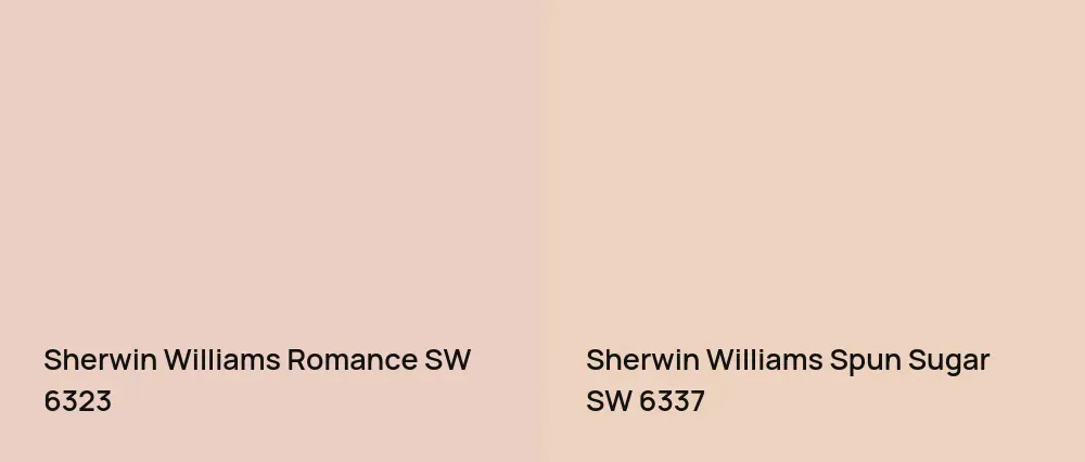 Sherwin Williams Romance SW 6323 vs Sherwin Williams Spun Sugar SW 6337