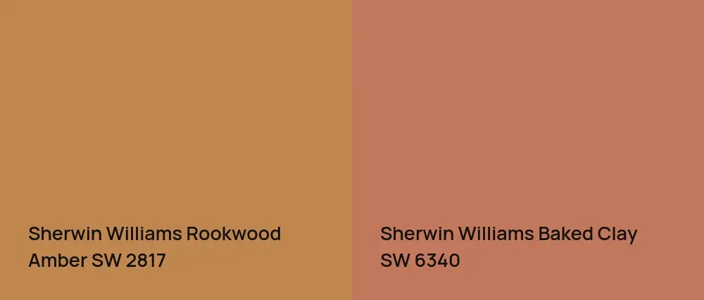 Sherwin Williams Rookwood Amber SW 2817 vs Sherwin Williams Baked Clay SW 6340