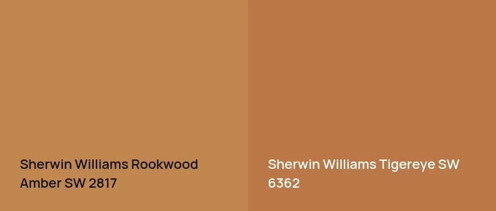 Sherwin Williams Rookwood Amber SW 2817 vs Sherwin Williams Tigereye SW 6362