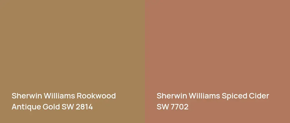 Sherwin Williams Rookwood Antique Gold SW 2814 vs Sherwin Williams Spiced Cider SW 7702