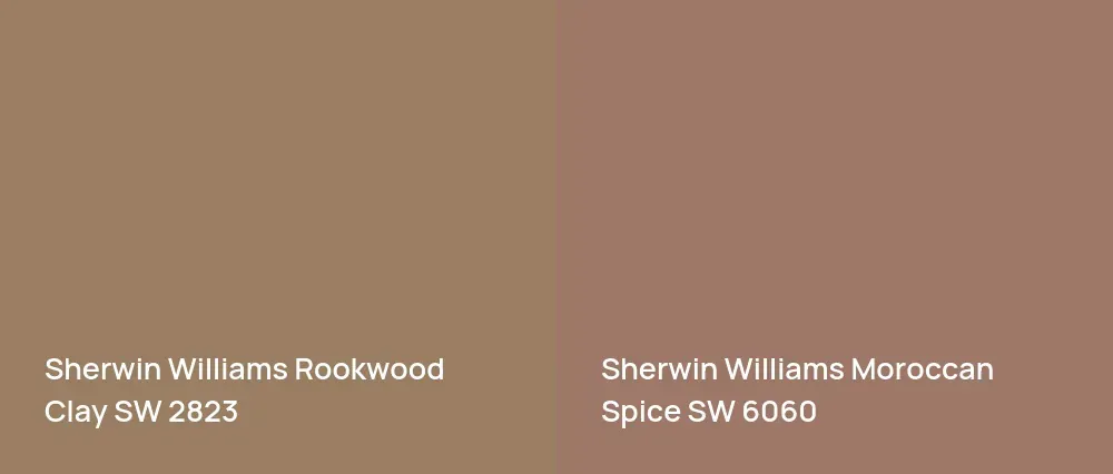 Sherwin Williams Rookwood Clay SW 2823 vs Sherwin Williams Moroccan Spice SW 6060