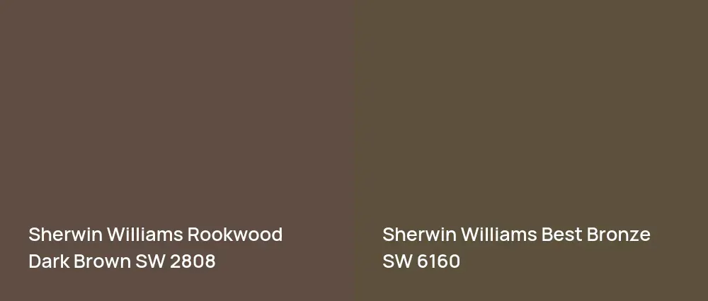 Sherwin Williams Rookwood Dark Brown SW 2808 vs Sherwin Williams Best Bronze SW 6160