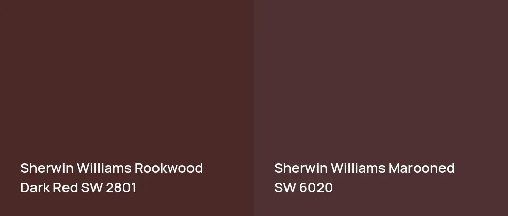Sherwin Williams Rookwood Dark Red SW 2801 vs Sherwin Williams Marooned SW 6020