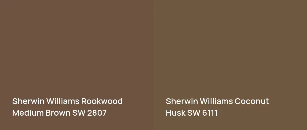 Sherwin Williams Rookwood Medium Brown SW 2807 vs Sherwin Williams Coconut Husk SW 6111