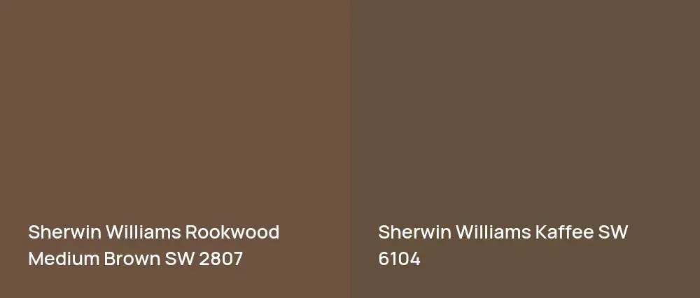 Sherwin Williams Rookwood Medium Brown SW 2807 vs Sherwin Williams Kaffee SW 6104