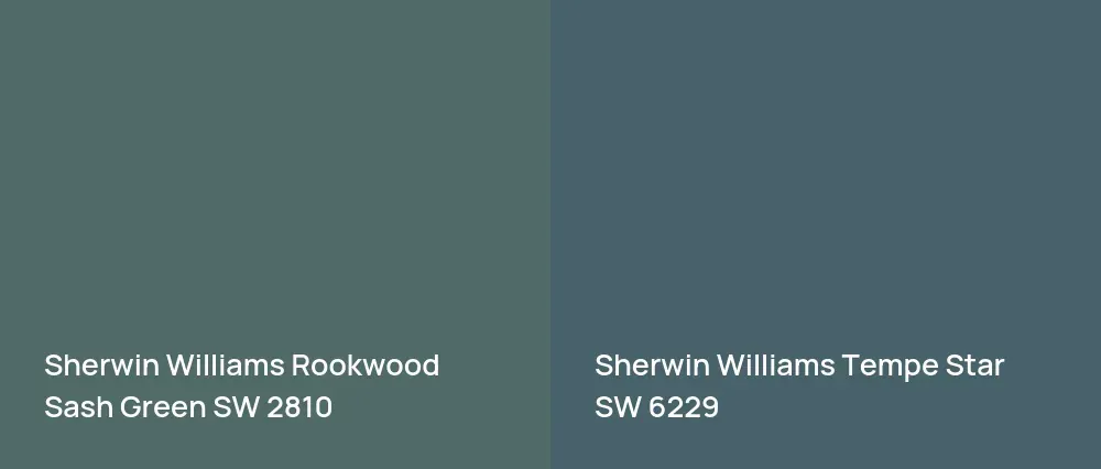 Sherwin Williams Rookwood Sash Green SW 2810 vs Sherwin Williams Tempe Star SW 6229