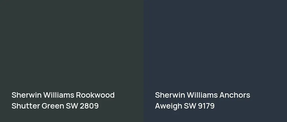 Sherwin Williams Rookwood Shutter Green SW 2809 vs Sherwin Williams Anchors Aweigh SW 9179