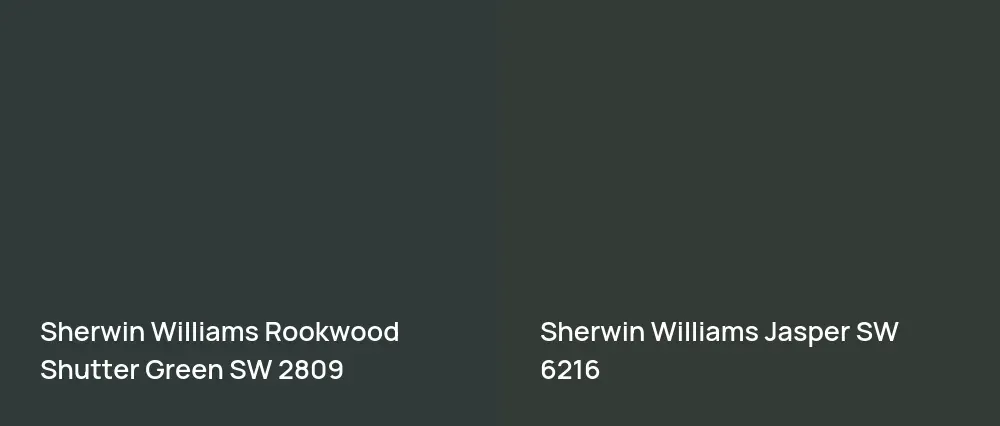 Sherwin Williams Rookwood Shutter Green SW 2809 vs Sherwin Williams Jasper SW 6216