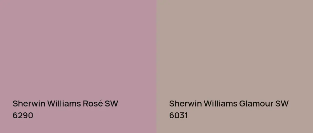 Sherwin Williams Rosé SW 6290 vs Sherwin Williams Glamour SW 6031
