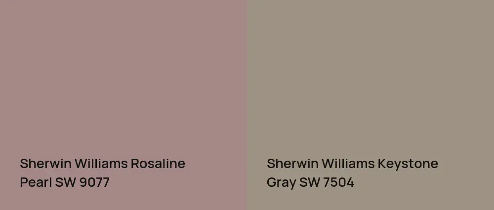 Sherwin Williams Rosaline Pearl SW 9077 vs Sherwin Williams Keystone Gray SW 7504