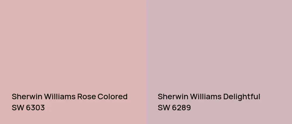 Sherwin Williams Rose Colored SW 6303 vs Sherwin Williams Delightful SW 6289