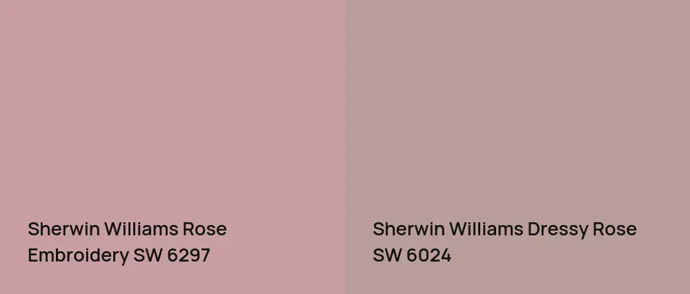 Sherwin Williams Rose Embroidery SW 6297 vs Sherwin Williams Dressy Rose SW 6024