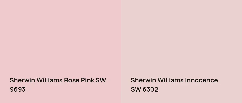 Sherwin Williams Rose Pink SW 9693 vs Sherwin Williams Innocence SW 6302