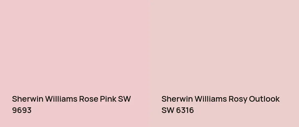 Sherwin Williams Rose Pink SW 9693 vs Sherwin Williams Rosy Outlook SW 6316