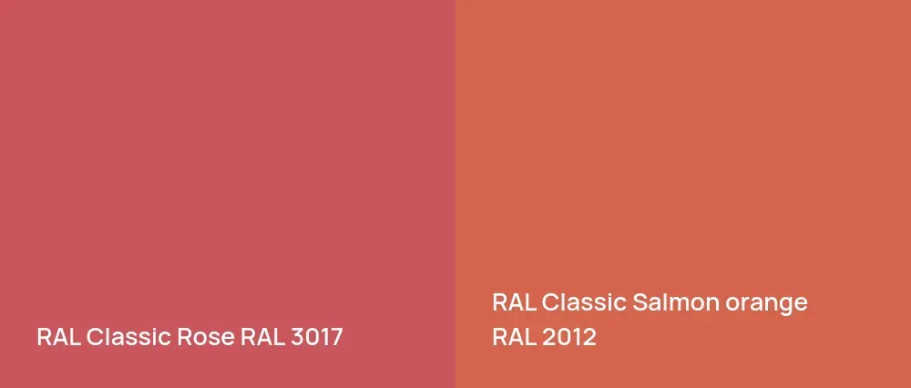 RAL Classic  Rose RAL 3017 vs RAL Classic  Salmon orange RAL 2012