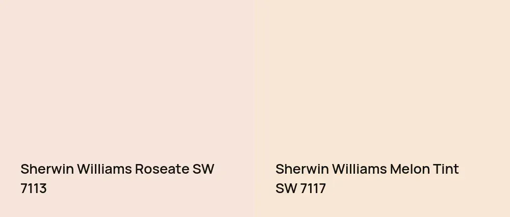 Sherwin Williams Roseate SW 7113 vs Sherwin Williams Melon Tint SW 7117