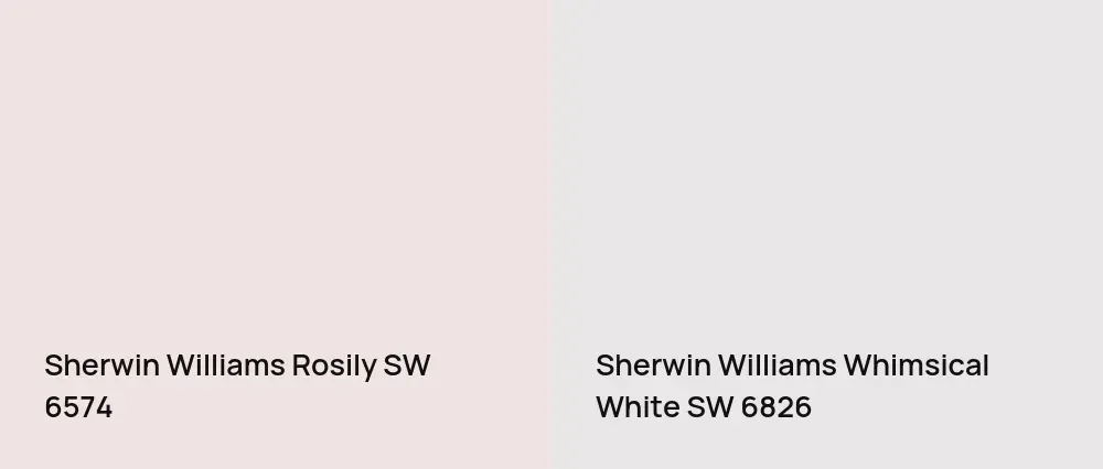Sherwin Williams Rosily SW 6574 vs Sherwin Williams Whimsical White SW 6826