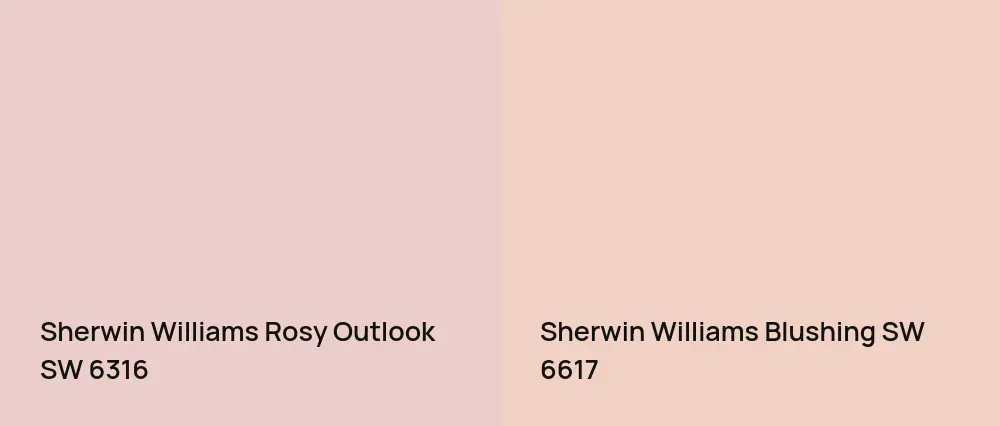 Sherwin Williams Rosy Outlook SW 6316 vs Sherwin Williams Blushing SW 6617