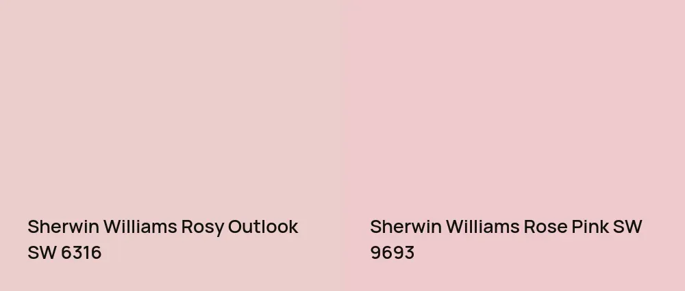 Sherwin Williams Rosy Outlook SW 6316 vs Sherwin Williams Rose Pink SW 9693