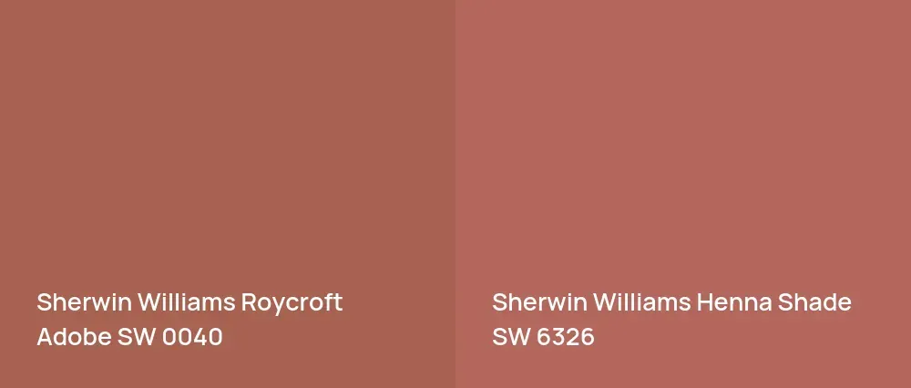 Sherwin Williams Roycroft Adobe SW 0040 vs Sherwin Williams Henna Shade SW 6326