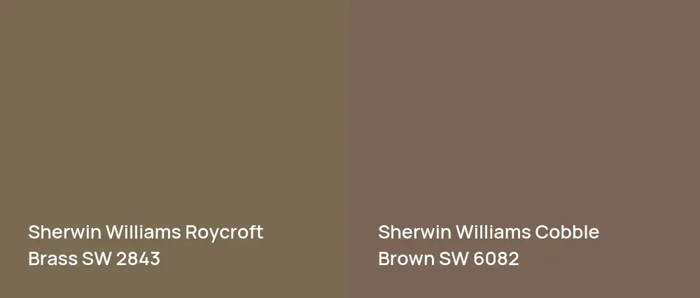 Sherwin Williams Roycroft Brass SW 2843 vs Sherwin Williams Cobble Brown SW 6082