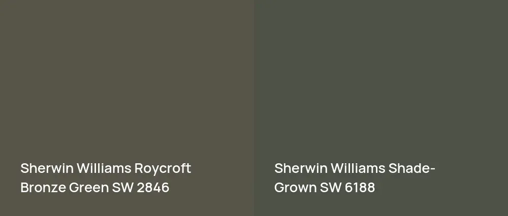 Sherwin Williams Roycroft Bronze Green SW 2846 vs Sherwin Williams Shade-Grown SW 6188