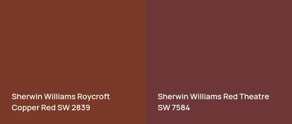 Sherwin Williams Roycroft Copper Red SW 2839 vs Sherwin Williams Red Theatre SW 7584