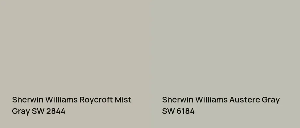 Sherwin Williams Roycroft Mist Gray SW 2844 vs Sherwin Williams Austere Gray SW 6184