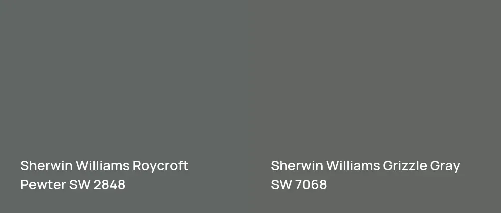 Sherwin Williams Roycroft Pewter SW 2848 vs Sherwin Williams Grizzle Gray SW 7068