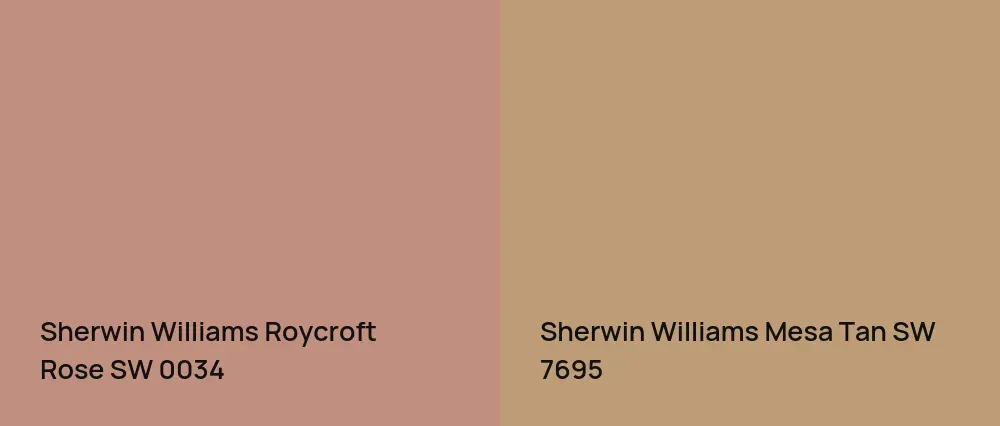 Sherwin Williams Roycroft Rose SW 0034 vs Sherwin Williams Mesa Tan SW 7695