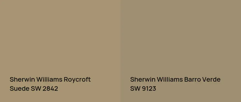 Sherwin Williams Roycroft Suede SW 2842 vs Sherwin Williams Barro Verde SW 9123