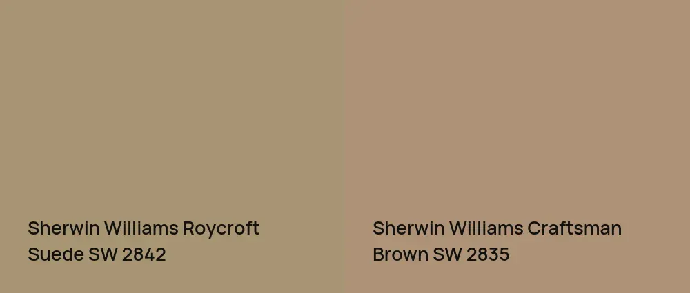 Sherwin Williams Roycroft Suede SW 2842 vs Sherwin Williams Craftsman Brown SW 2835