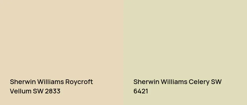 Sherwin Williams Roycroft Vellum SW 2833 vs Sherwin Williams Celery SW 6421